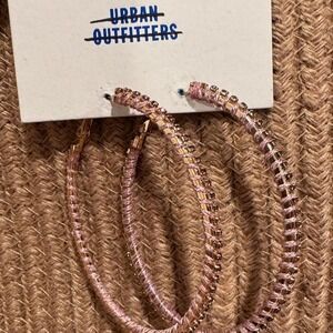 NWT Urban Outfitters earrings gemstones pink large HOOPS oblong GREAT GIFT women